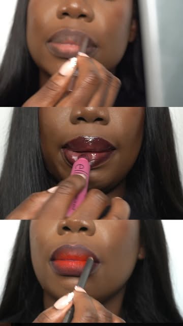 Three lip looks demonstrated by Mara